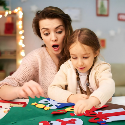 Novogodisnja jelka od filca za zid sa 26 ukrasa koji se lepe - rs-mangoshop.com