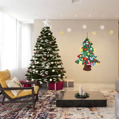 Novogodisnja jelka od filca za zid sa 26 ukrasa koji se lepe - rs-mangoshop.com