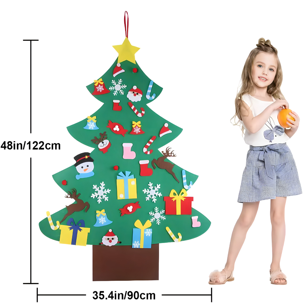 Novogodisnja jelka od filca za zid sa 26 ukrasa koji se lepe - rs-mangoshop.com